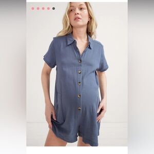 Blue Button-Up Jumpsuit